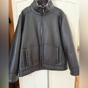 Calvin Klein Faux Leather Bomber Jacket with Faux Fur Lining; Men’s XL/XXL